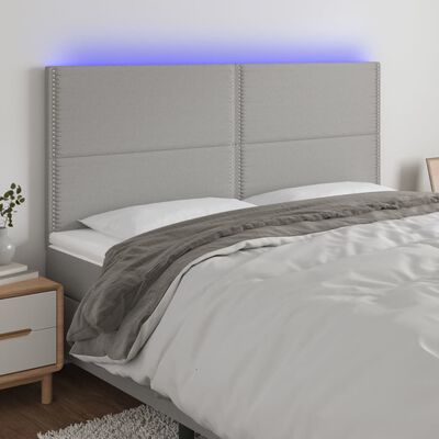 vidaXL Tête de lit à LED Gris clair 180x5x118/128 cm Tissu