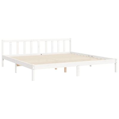 vidaXL Cadre de lit avec tête de lit blanc Super King Size bois massif