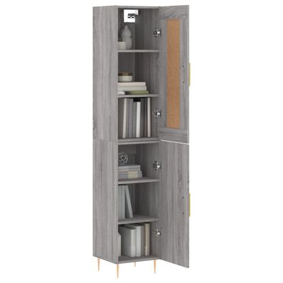 vidaXL Buffet haut Sonoma gris 34,5x34x180 cm Bois d'ingénierie