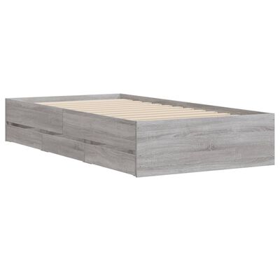 vidaXL Cadre de lit et tiroirs sonoma gris 90x190 cm bois d'ingénierie