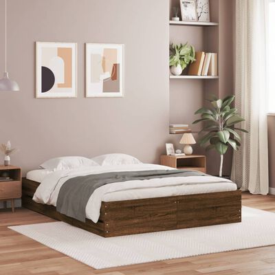 vidaXL Cadre de lit avec tiroirs sans matelas chêne marron 140x190 cm