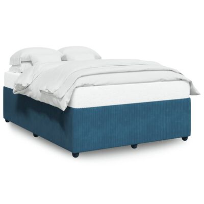 vidaXL Cadre de lit sans matelas bleu 140x190 cm velours