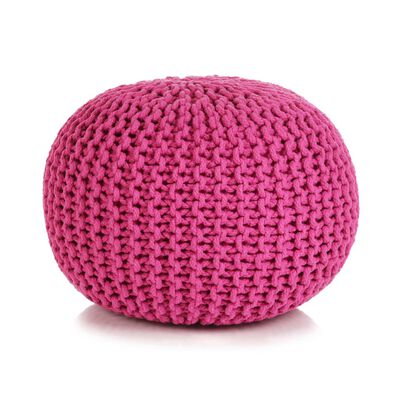 vidaXL Pouf tricoté à la main Coton 50 x 35 cm Rose