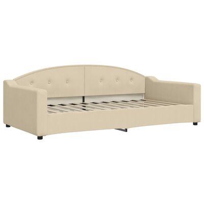 vidaXL Lit de jour avec gigogne et matelas crème 100x200 cm tissu