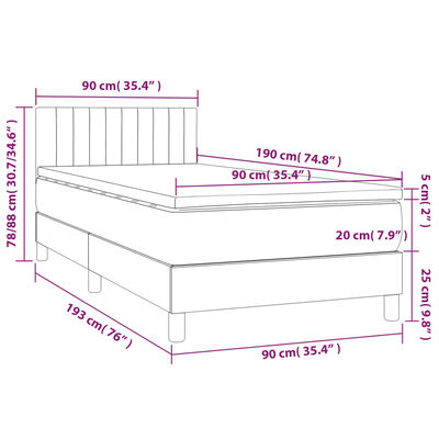 vidaXL Sommier à lattes de lit et matelas Crème 90x190 cm Tissu