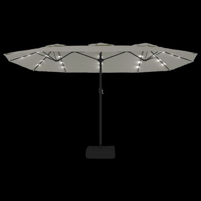 vidaXL Parasol de jardin à double tête avec LED blanc sable 449x245 cm