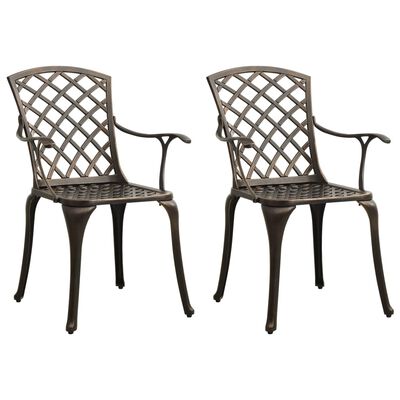 vidaXL Chaises de jardin lot de 2 Aluminium coulé Bronze