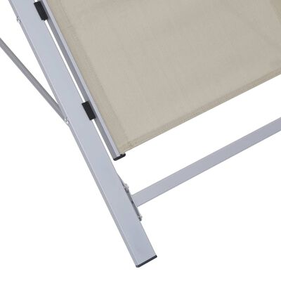 vidaXL Chaises longues lot de 2 avec table Aluminium Crème