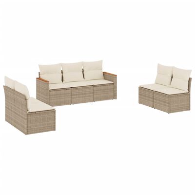 vidaXL Salon de jardin avec coussins 7 pcs beige résine tressée