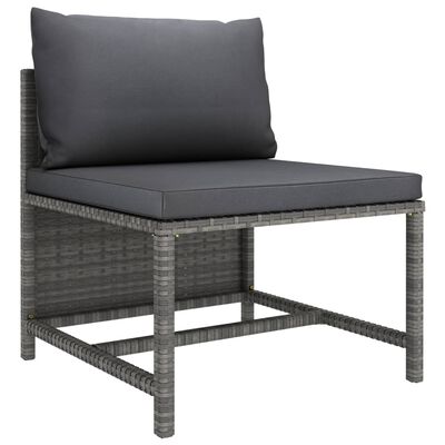 vidaXL Salon de jardin 3 pcs avec coussins Résine tressée Gris