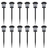 vidaXL Ensemble de 12 lampes LED solaires avec piquet 8,6x8,6x38 cm