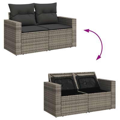 vidaXL Salon de jardin avec coussins 10 pcs gris résine tressée