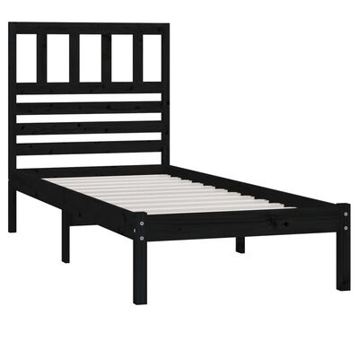 vidaXL Cadre de lit sans matelas noir 90x190 cm bois de pin massif