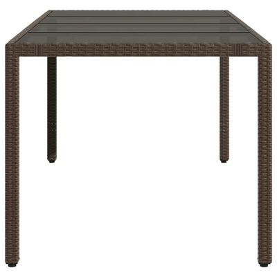 vidaXL Table de jardin avec dessus en verre marron résine tressée