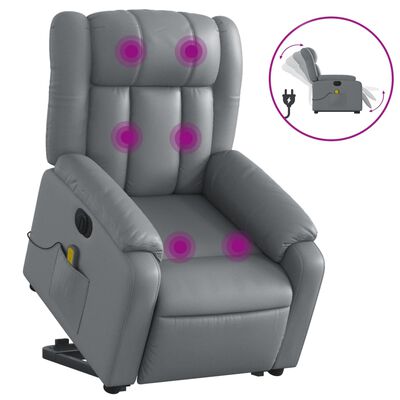 vidaXL Fauteuil inclinable de massage électrique gris similicuir