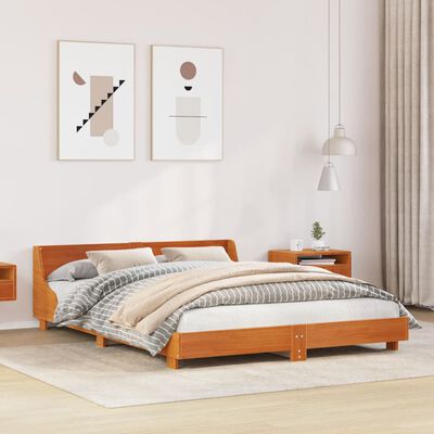 vidaXL Cadre de lit sans matelas cire marron 160x200cm bois pin massif