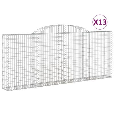 vidaXL Paniers à gabions arqués 13 pcs 300x30x120/140 cm fer galvanisé