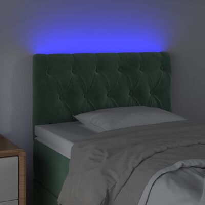 vidaXL Tête de lit à LED Vert foncé 80x7x78/88 cm Velours