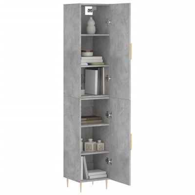 vidaXL Buffet haut Gris béton 34,5x34x180 cm Bois d'ingénierie