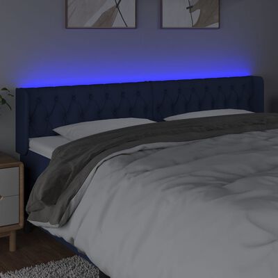 vidaXL Tête de lit à LED Bleu 183x16x78/88 cm Tissu