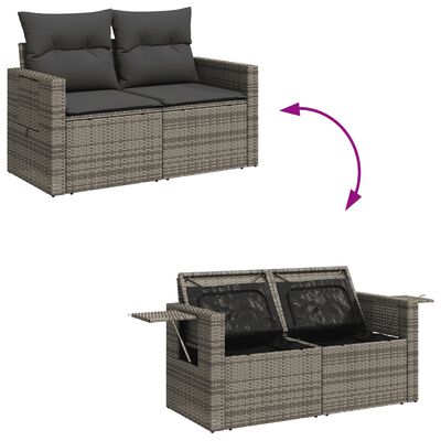 vidaXL Salon de jardin avec coussins 7 pcs gris résine tressée