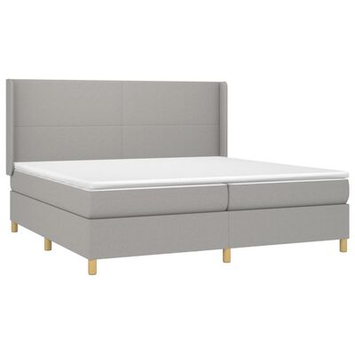 vidaXL Sommier à lattes de lit avec matelas Gris clair 200x200cm Tissu