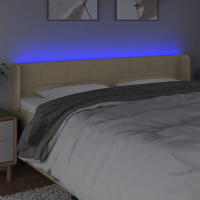 vidaXL Tête de lit à LED Crème 163x16x78/88 cm Tissu