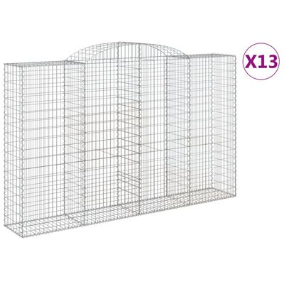 vidaXL Paniers à gabions arqués 13 pcs 300x50x180/200 cm fer galvanisé