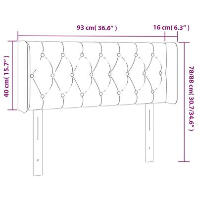 vidaXL Tête de lit à LED Marron foncé 93x16x78/88 cm Tissu