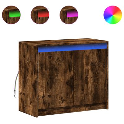 vidaXL Buffet avec LED chêne fumé 72x34x61 cm bois d'ingénierie