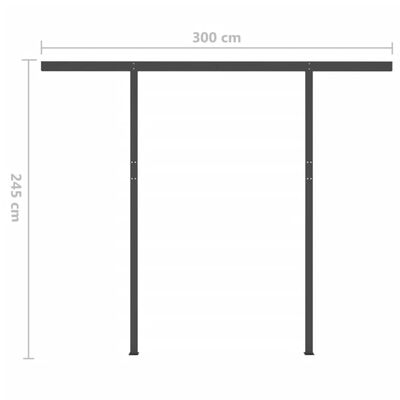 vidaXL Auvent manuel rétractable avec poteaux 3,5x2,5 m Bleu et blanc