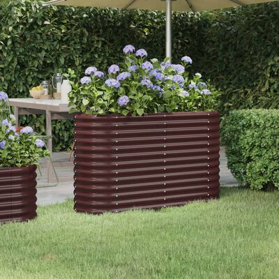 vidaXL Lit surélevé de jardin Acier enduit de poudre marron