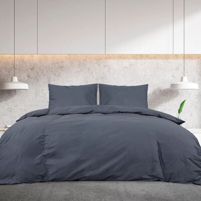 vidaXL Ensemble de housse de couette Anthracite 200x200 cm Microfibre