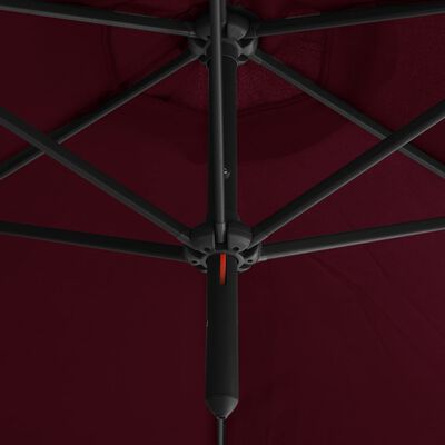 vidaXL Parasol de jardin double et mât en acier Rouge bordeaux 600 cm