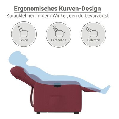 vidaXL Fauteuil inclinable rouge bordeaux tissu