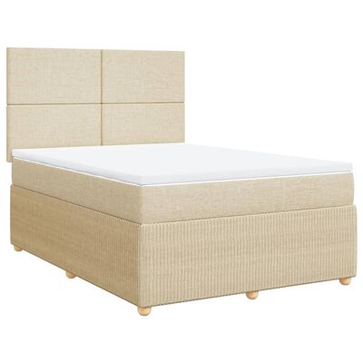 vidaXL Sommier à lattes de lit avec matelas Crème 140x190 cm Tissu