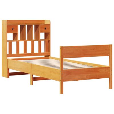 vidaXL Lit bibliothèque sans matelas cire marron 75x190 cm pin massif