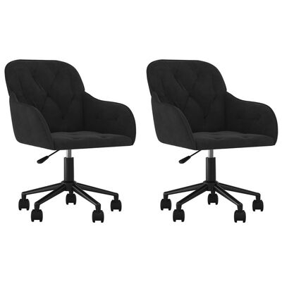 vidaXL Chaises pivotantes à manger lot de 2 Noir Velours