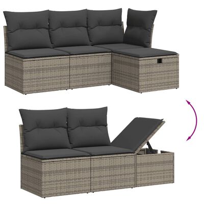 vidaXL Salon de jardin 5 pcs avec coussins gris résine tressée