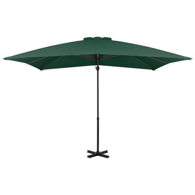 vidaXL Parasol de jardin en porte-à-faux et poteau en aluminium vert