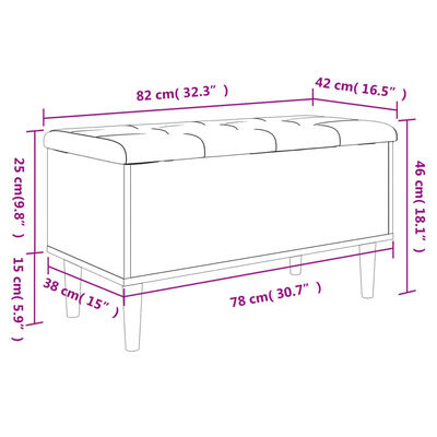 vidaXL Banc de rangement sonoma gris 82x42x46 cm bois d'ingénierie