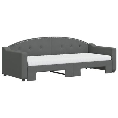 vidaXL Lit de jour avec gigogne et matelas gris foncé 80x200 cm tissu