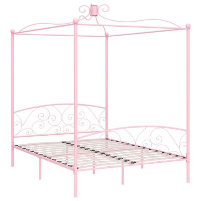 vidaXL Cadre de lit à baldaquin sans matelas rose métal 180x200 cm