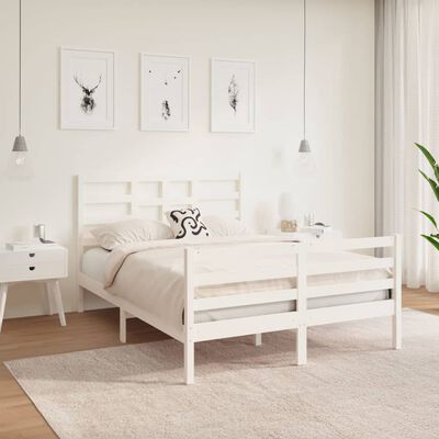 vidaXL Cadre de lit Blanc Bois massif 140x190 cm