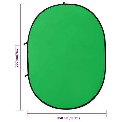 vidaXL Écran de fond de studio ovale 2 en 1 Vert et bleu 200x150 cm