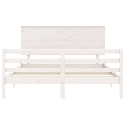 vidaXL Cadre de lit sans matelas blanc bois de pin massif