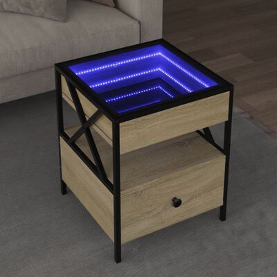 vidaXL Table basse avec LED Infinity chêne sonoma 40x40x51 cm