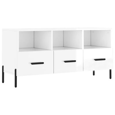 vidaXL Meuble TV Blanc brillant 102x36x50 cm Bois d'ingénierie