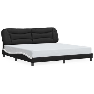 vidaXL Cadre de lit sans matelas noir et blanc 200x200 cm similicuir