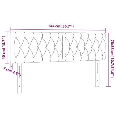 vidaXL Tête de lit à LED Gris foncé 144x7x78/88 cm Tissu